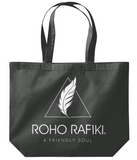 The Roho Rafiki® classic shopper maxi tote bag is crafted using a soft-touch premium organic cotton, the maxi tote is a stylish addition to any eco collection. A simple design with a superior print surface. Lightweight with a large capacity, the maxi tote is ready when you are. Graphite Grey. #RafikiSoul