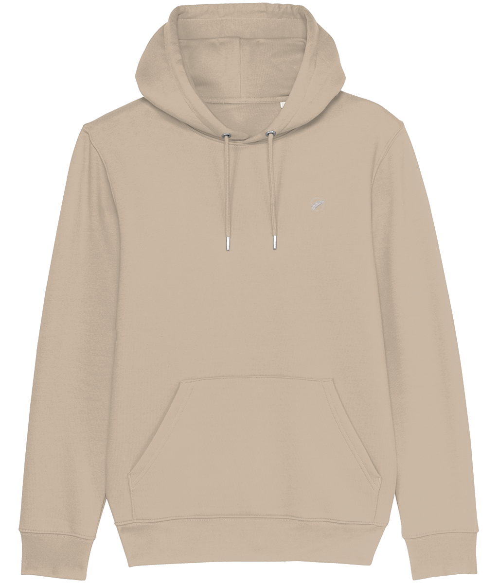 Roho Rafiki® embroidered icon hoodie (Unisex) Vegan. Material: 100% Organic ring-spun combed Cotton. Brushed cotton unisex hooded sweatshirt. Double layered hood in self fabric. Round drawcords in matching body colour with metal tipping. Metal eyelets. Kangaroo pocket at front. The premium quality embroidered icon hoodie comes in a variety of colours. Desert Dust.