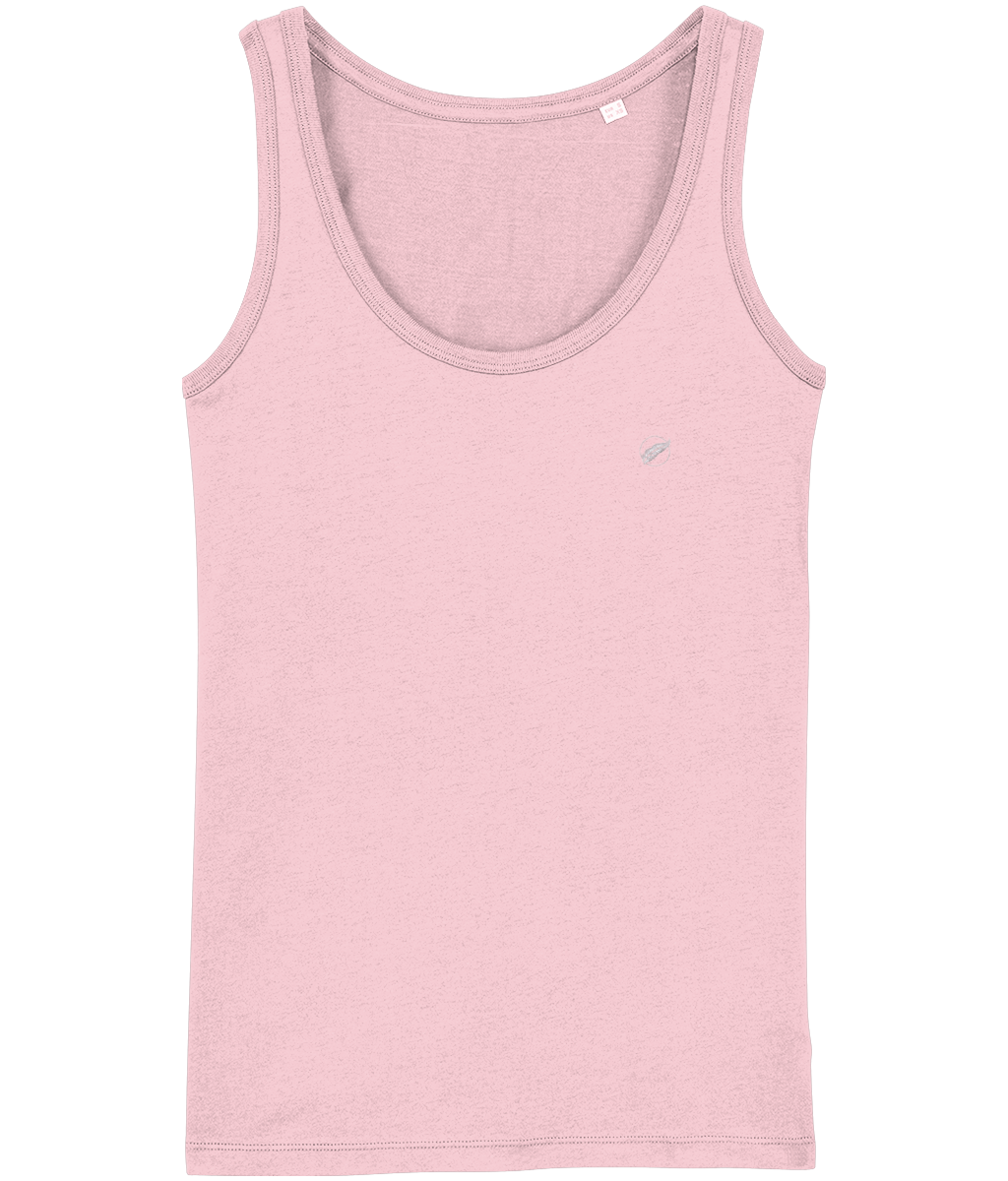The Roho Rafiki® embroidered white feather icon vest (Women's) is fitted and made from soft 100% organic cotton and offers a relaxed and contemporary fit. This versatile, eco-friendly garment has a flattering neckline and form-fitting design that makes it ideal as a layering vest worn under a shirt or light jacket, for a fitness class or as a stand-alone summer staple and delivers the ultimate in quality, comfort and versatility. Cotton pink.