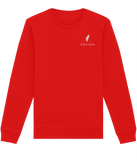 Roho Rafiki® icon crewneck sweatshirt in a comfortable, easy-to-wear brushed fabric. Featuring set-in sleeve, 1x1 rib at neck collar, sleeve hem and bottom hem, inside herringbone back neck tape. Red. #RafikiSoul
