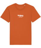 The Roho Rafiki® Happy t-shirt (Unisex) is a tubular t-shirt made from 100% organic cotton and offers a relaxed and contemporary fit. Happy wording with Roho Rafiki's hashtag. Bright Orange. #RafikiSoul