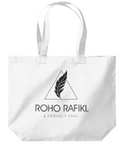The Roho Rafiki® classic shopper maxi tote bag is crafted using a soft-touch premium organic cotton, the maxi tote is a stylish addition to any eco collection. A simple design with a superior print surface. Lightweight with a large capacity, the maxi tote is ready to hit the gym or the shops. White. #RafikiSoul