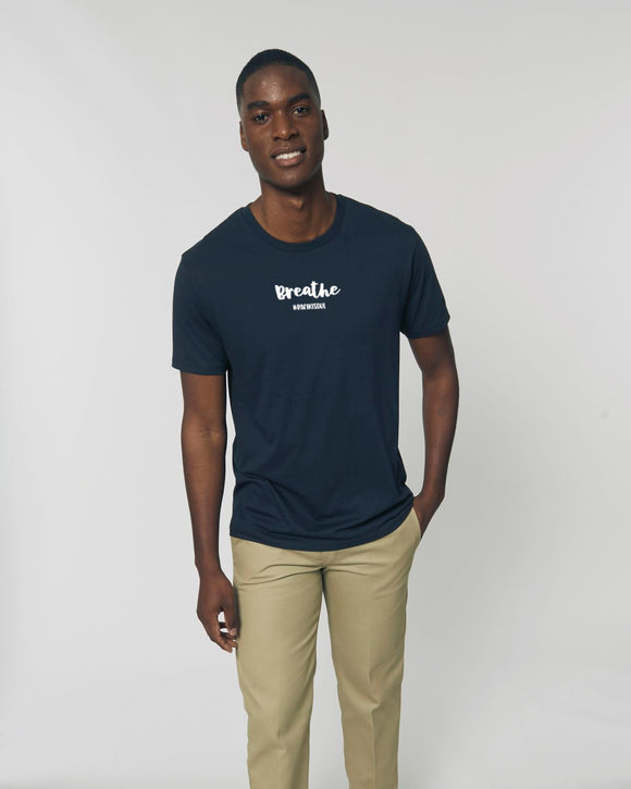 The Roho Rafiki® Breathe t-shirt (Unisex) is a tubular t-shirt made from 100% organic cotton and offers a relaxed and contemporary fit. Breathe wording with Roho Rafiki's hashtag. Navy Blue. #RafikiSoul