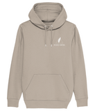 Roho Rafiki® branded hoodie - (Unisex). Vegan. Material: 85% Organic ring-spun Combed Cotton, 15% Recycled Polyester. Brushed cotton unisex hooded sweatshirt. Double layered hood in self fabric. Round drawcords in matching body colour with metal tipping. Metal eyelets. Kangaroo pocket at front. Desert Dust. #RafikiSoul