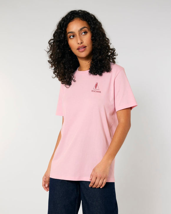 The Roho Rafiki® icon t-shirt (Unisex) is a tubular t-shirt made from 100% organic cotton and offers a relaxed and contemporary fit. Cotton Pink. #RafikiSoul