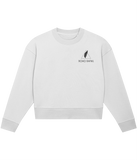 The Roho Rafiki® icon cropster sweatshirt is a women's cropped crew neck sweatshirt made from 85% Organic ringspun combed cotton, 15% Recycled polyester. The fabric of the sweatshirt has been washed and is lightly sueded meaning the garment is both extremely soft and perfect for everyday wear. White. #RafikiSoul