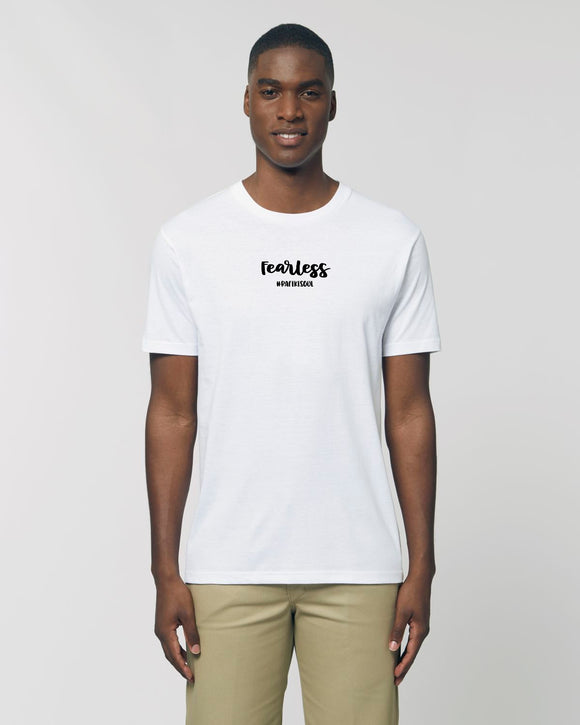 The Roho Rafiki® Fearless t-shirt (Unisex) is a tubular t-shirt made from 100% organic cotton and offers a relaxed and contemporary fit. Fearless wording with Roho Rafiki's hashtag. White. #RafikiSoul