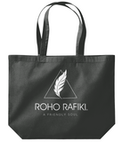 The Roho Rafiki® classic shopper maxi tote bag is crafted using a soft-touch premium organic cotton, the maxi tote is a stylish addition to any eco collection. A simple design with a superior print surface. Lightweight with a large capacity, the maxi tote is ready to hit the gym or the shops. Graphite Grey. #RafikiSoul