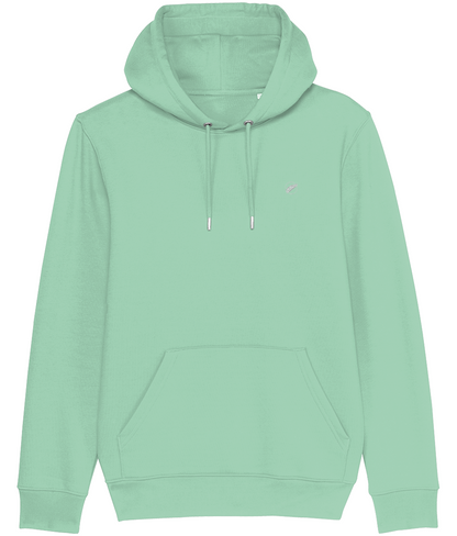 Roho Rafiki® embroidered icon hoodie (Unisex) Vegan. Material: 100% Organic ring-spun combed Cotton. Brushed cotton unisex hooded sweatshirt. Double layered hood in self fabric. Round drawcords in matching body colour with metal tipping. Metal eyelets. Kangaroo pocket at front. The premium quality embroidered icon hoodie comes in a variety of colours. Misty Jade
