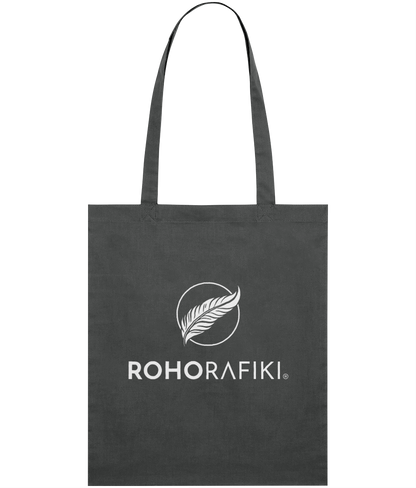The Roho Rafiki® lightweight tote bag is made with 100% organic cotton.
This reusable and stylish cotton, classic tote bag is a practical purchase for carrying fitness/hobbies or kit, shopping essentials, food or books. A useful purchase for any conscious consumer. Anthracite.