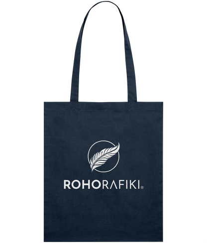 The Roho Rafiki® lightweight tote bag is made with 100% organic cotton.
This reusable and stylish cotton, classic tote bag is a practical purchase for carrying fitness/hobbies or kit, shopping essentials, food or books. A useful purchase for any conscious consumer. Navy.