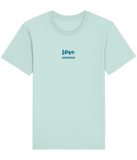The Roho Rafiki® Love t-shirt (Unisex) is a tubular t-shirt made from 100% organic cotton and offers a relaxed and contemporary fit. Love wording with Roho Rafiki®'s hashtag. Caribbean Blue. #RafikiSoul