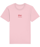 The Roho Rafiki® Love t-shirt (Unisex) is a tubular t-shirt made from 100% organic cotton and offers a relaxed and contemporary fit. Love wording with Roho Rafiki®'s hashtag. Cotton Pink. #RafikiSoul