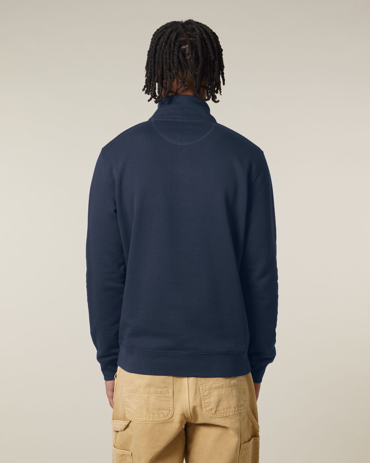 The Roho Rafiki® embroidered unisex quarter-zip sweatshirt is made with organic cotton and recycled polyester and is a sleek, stylish and quality finished garment. Navy blue/