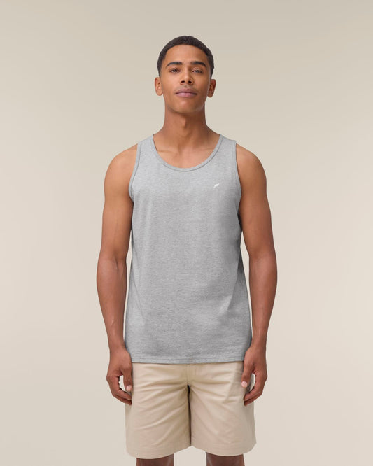 The Roho Rafiki® embroidered icon vest (Men's) is a highly versatile addition to any eco-conscious wardrobe, thanks to a multitude of styling possibilities. This sleeveless staple has been modernised for comfort and fit, and is perfect as a layering tank top under a shirt for a neat, modern look, or worn solo on warmer days. The vest is also supremely comfortable, offering ultimate freedom of movement. Heather grey. #RafikiSoul