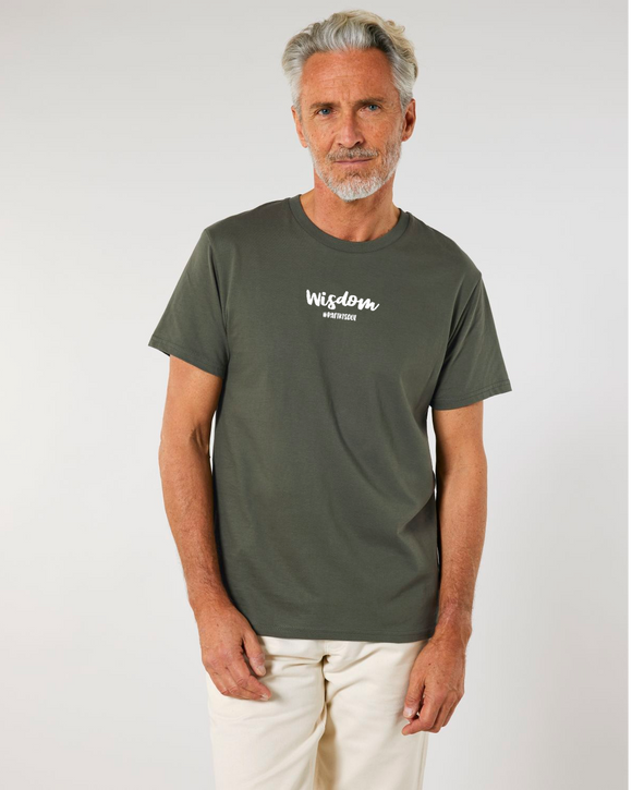 The Roho Rafiki® Wisdom t-shirt (Unisex) is a tubular t-shirt made from 100% organic cotton and offers a relaxed and contemporary fit. Wisdom wording with Roho Rafiki's hashtag. A range of colours are available. Khaki. #RafikiSoul