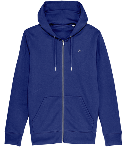 Roho Rafiki® embroidered icon hoodie (Unisex) Vegan. Material: 100% Organic ring-spun combed Cotton. Brushed cotton unisex hooded sweatshirt. Double layered hood in self fabric. Round drawcords in matching body colour with metal tipping. Metal eyelets. Kangaroo pocket at front. The premium quality embroidered icon hoodie comes in a variety of colours. Worker blue.