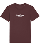 The Roho Rafiki® Limitless t-shirt (Unisex) is a tubular t-shirt made from 100% organic cotton and offers a relaxed and contemporary fit. Limitless wording with Roho Rafiki®'s hashtag. Burgundy. #RafikiSoul