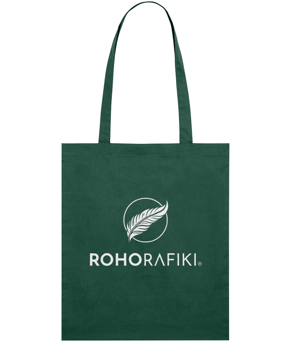 The Roho Rafiki® lightweight tote bag is made with 100% organic cotton.
This reusable and stylish cotton, classic tote bag is a practical purchase for carrying fitness/hobbies or kit, shopping essentials, food or books. A useful purchase for any conscious consumer. Bottle green.
