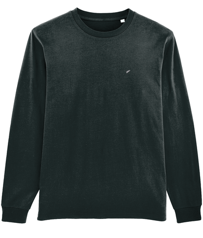 The Roho Rafiki® embroidered long sleeve t-shirt is unisex and crafted from 100% organic cotton with sleeve cuff and premium details. Black.