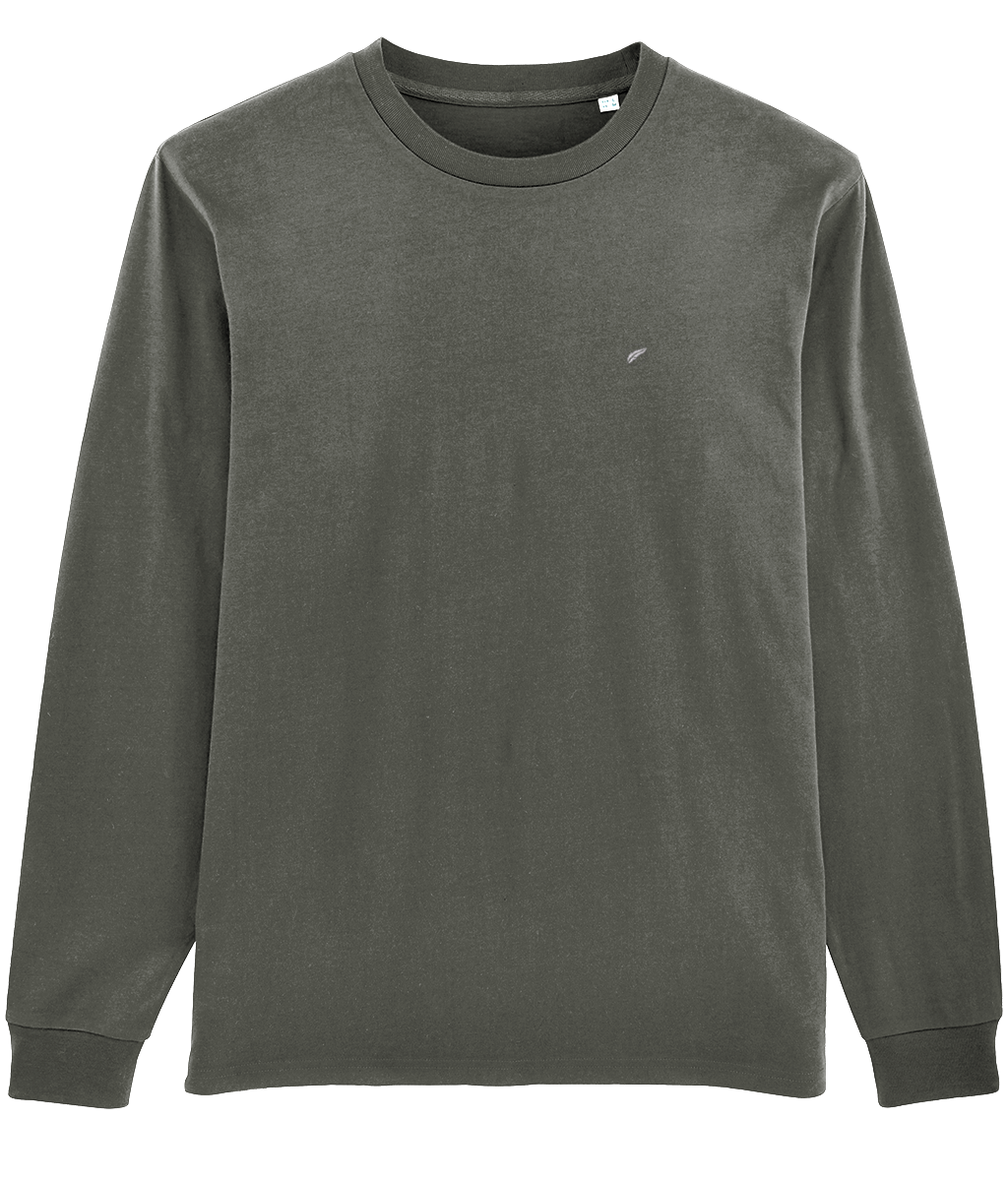 The Roho Rafiki® embroidered long sleeve t-shirt is unisex and crafted from 100% organic cotton with sleeve cuff and premium details. Khaki.