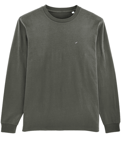 The Roho Rafiki® embroidered long sleeve t-shirt is unisex and crafted from 100% organic cotton with sleeve cuff and premium details. Khaki.