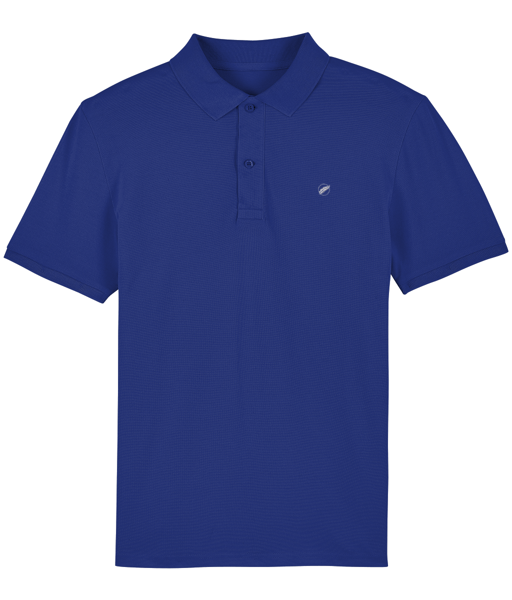 The Roho Rafiki® organic cotton embroidered icon polo shirt (unisex) is smart or casual, in a range of beautiful colours to choose from. Worker blue.