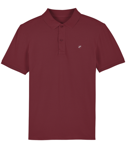 The Roho Rafiki® organic cotton embroidered icon polo shirt (unisex) is smart or casual, in a range of beautiful colours to choose from. Burgundy.