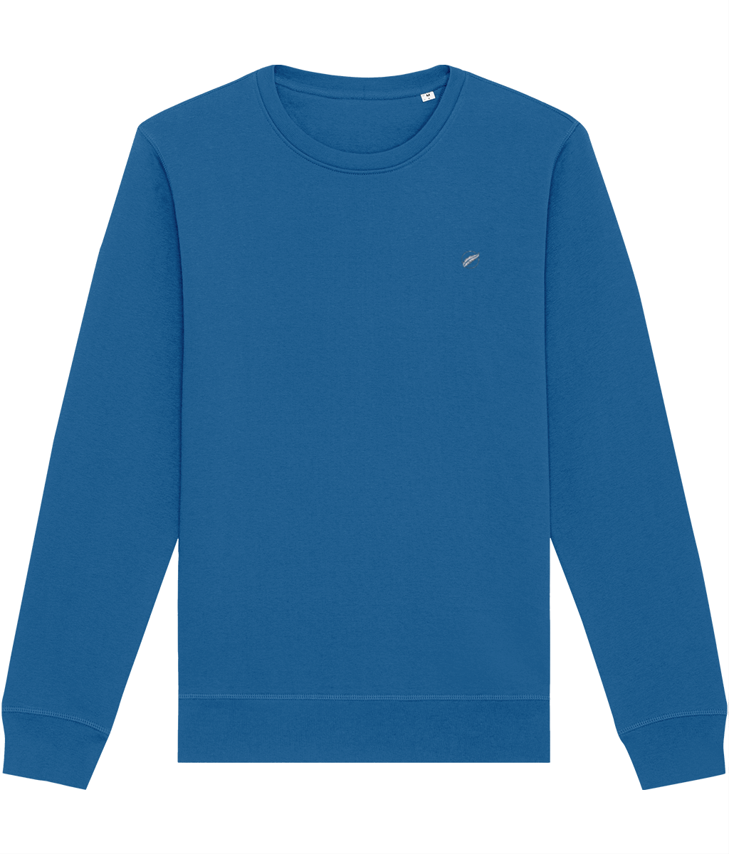 The high quality Roho Rafiki® embroidered mid-light unisex cotton crewneck sweatshirt is a comfortable, easy-to-wear brushed fabric that can be worn as smart casual. Bright Blue.