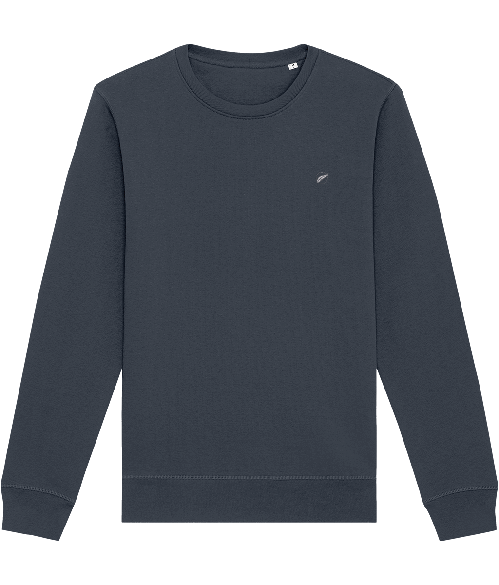 The high quality Roho Rafiki® embroidered mid-light unisex cotton crewneck sweatshirt is a comfortable, easy-to-wear brushed fabric that can be worn as smart casual. India Ink grey.