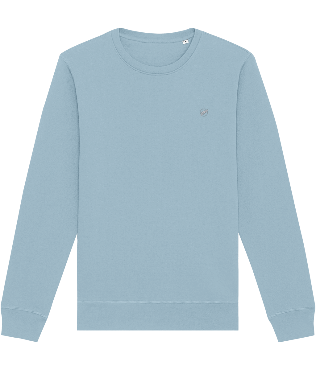 The high quality Roho Rafiki® embroidered mid-light unisex cotton crewneck sweatshirt is a comfortable, easy-to-wear brushed fabric that can be worn as smart casual. Sky blue.