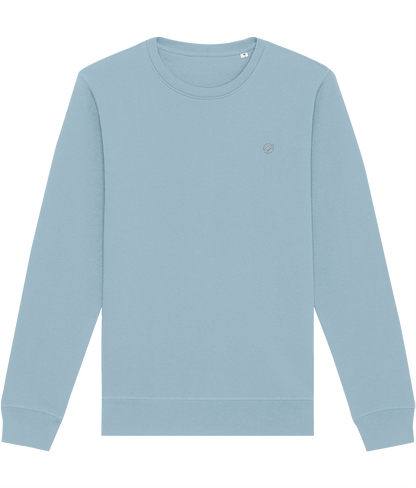 The high quality Roho Rafiki® embroidered mid-light unisex cotton crewneck sweatshirt is a comfortable, easy-to-wear brushed fabric that can be worn as smart casual. Sky blue.