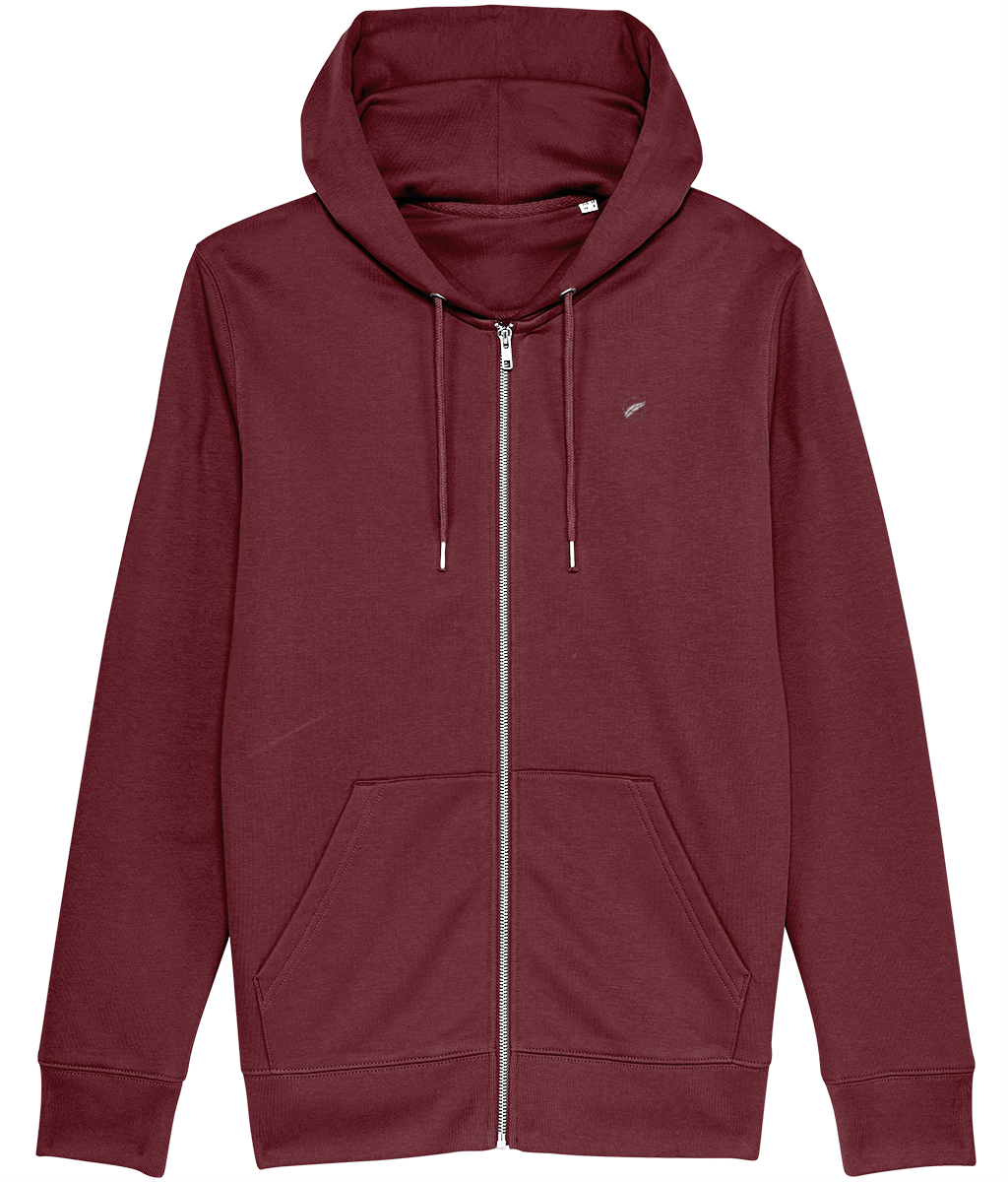 The Roho Rafiki® embroidered ZIP HOODIE (Unisex) is a premium quality unisex, vegan, embroidered garment made with 100% organic cotton and comes in a variety of colours. A versatile and quality choice. Burgundy.