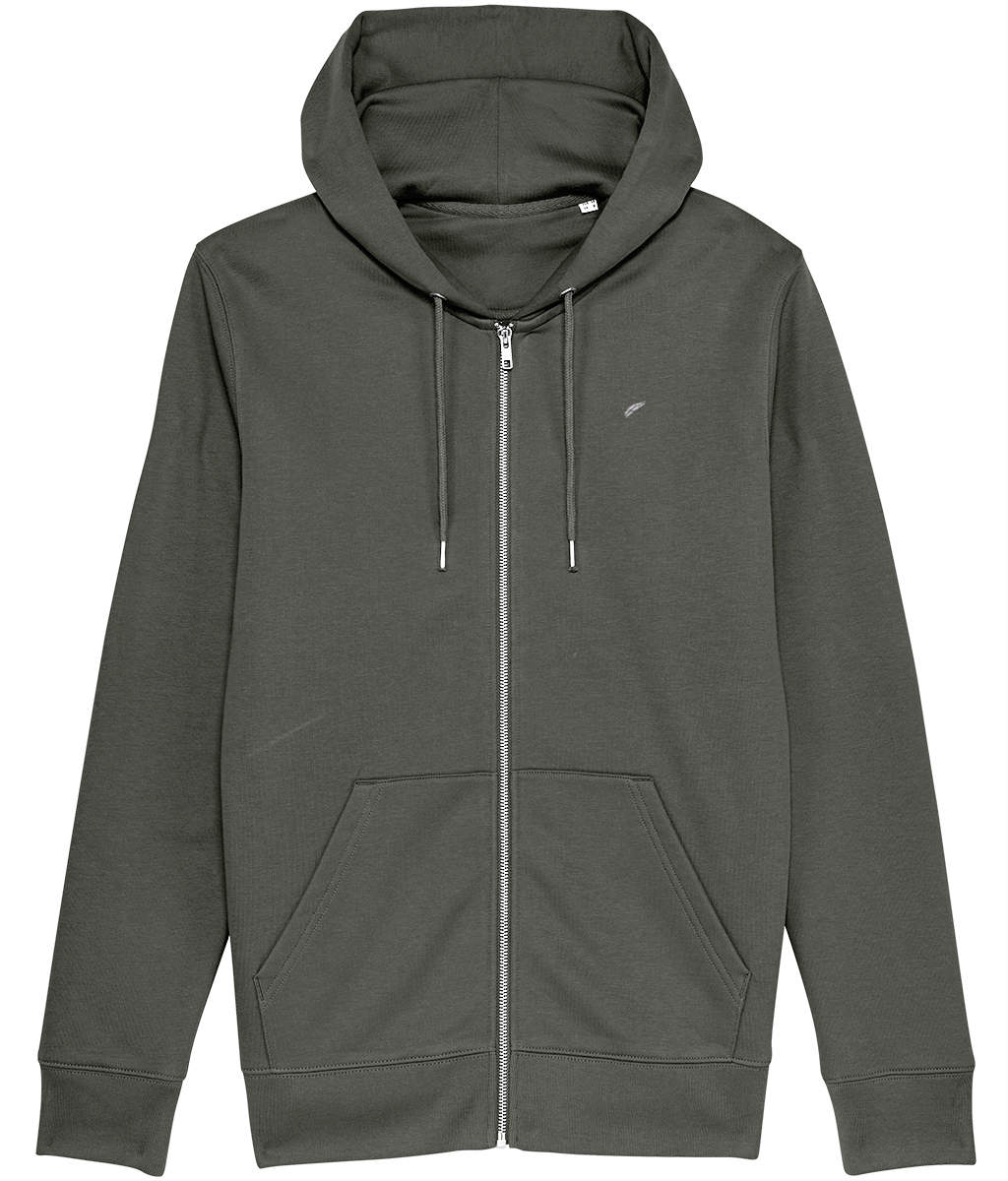 The Roho Rafiki® embroidered ZIP HOODIE (Unisex) is a premium quality unisex, vegan, embroidered garment made with 100% organic cotton and comes in a variety of colours. A versatile and quality choice. Khaki.